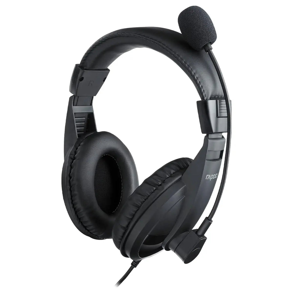 Rapoo H150S USB Stereo Headset, USB Audio Interface, 40mm Sound Unit, 360 Degree Adjustable Unidirectional Noise Reduction Microphone, Black