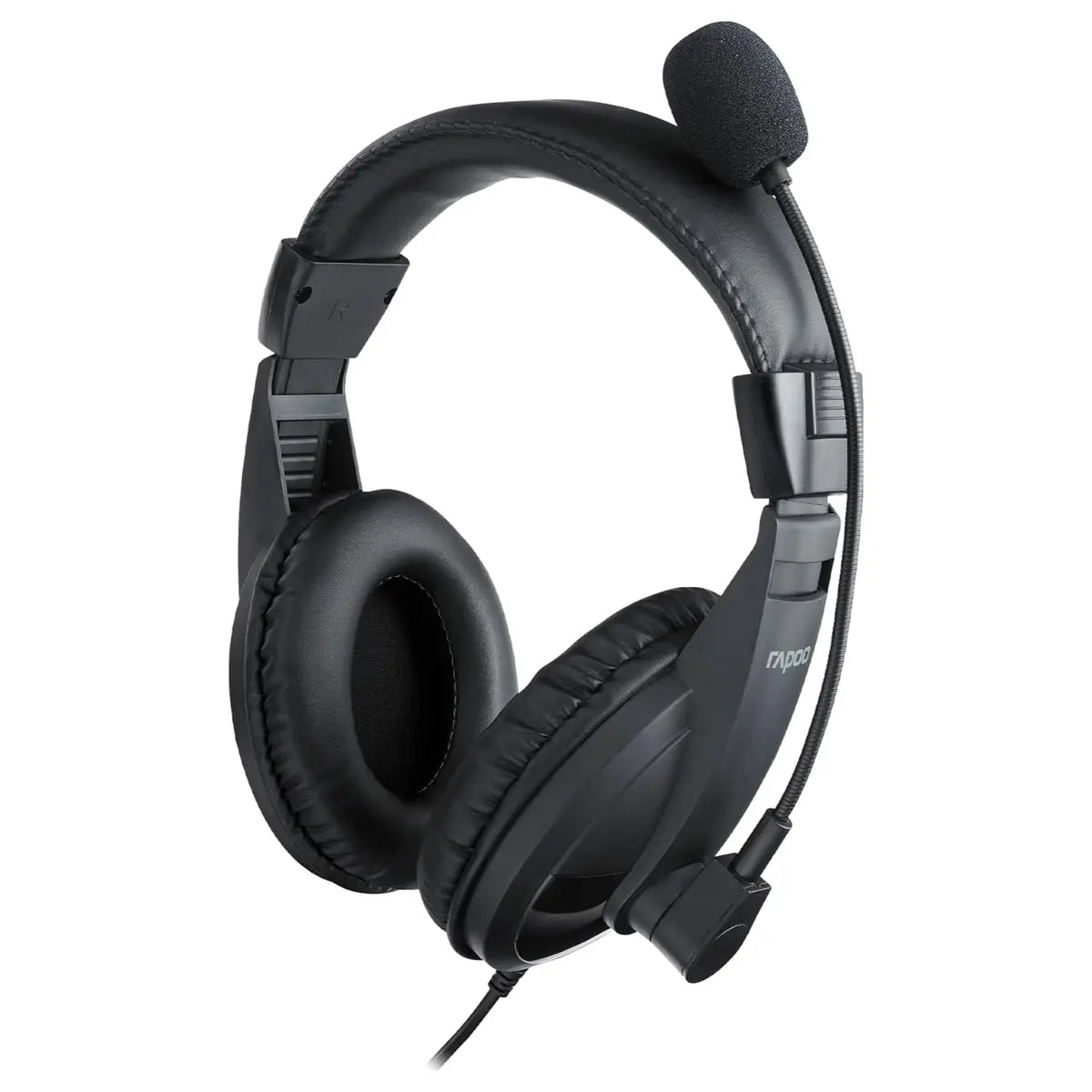 Rapoo H150S USB Stereo Headset, USB Audio Interface, 40mm Sound Unit, 360 Degree Adjustable Unidirectional Noise Reduction Microphone, Black