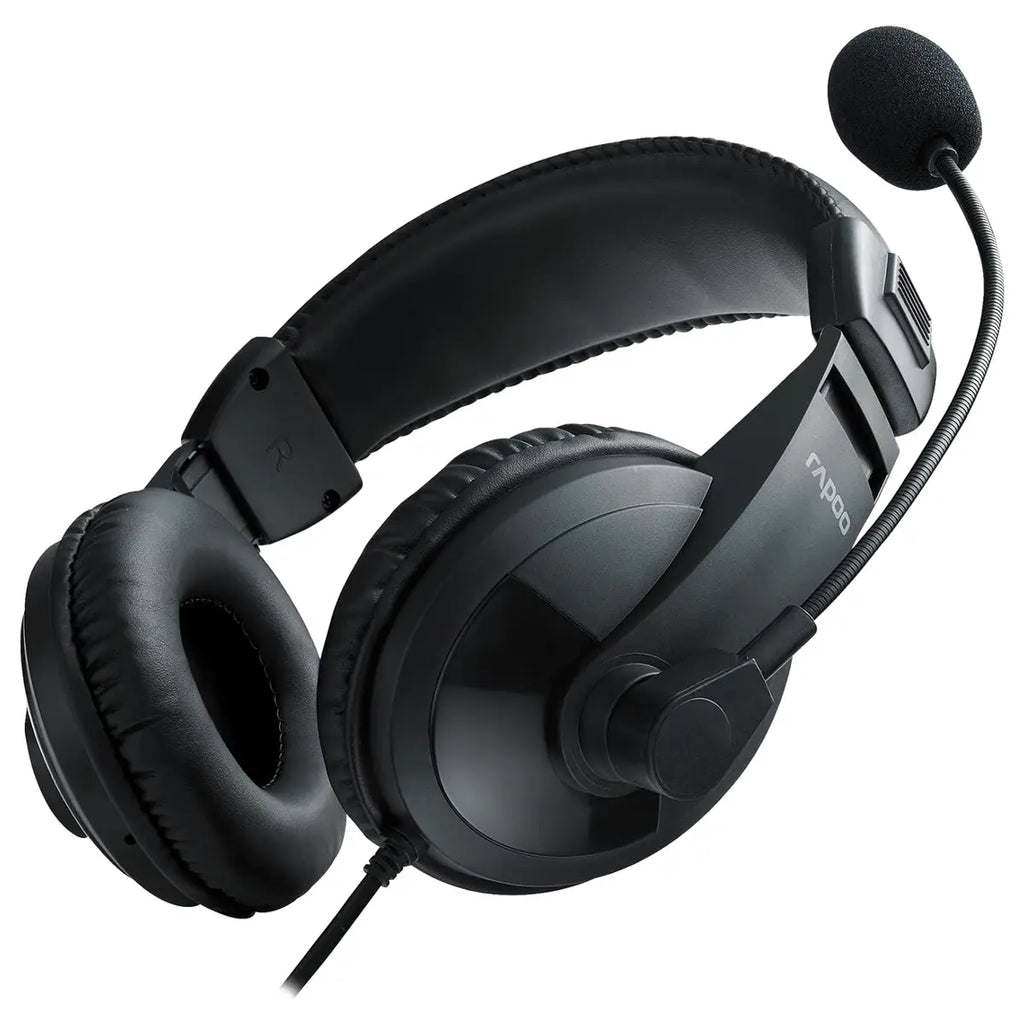 Rapoo H150S USB Stereo Headset, USB Audio Interface, 40mm Sound Unit, 360 Degree Adjustable Unidirectional Noise Reduction Microphone, Black