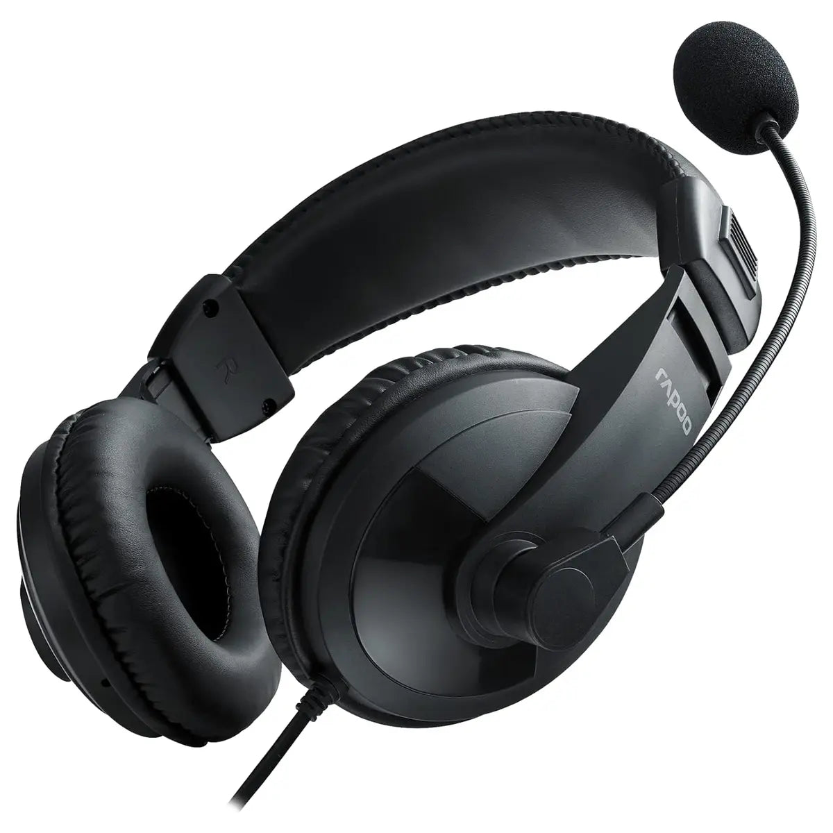 Rapoo H150S USB Stereo Headset, USB Audio Interface, 40mm Sound Unit, 360 Degree Adjustable Unidirectional Noise Reduction Microphone, Black