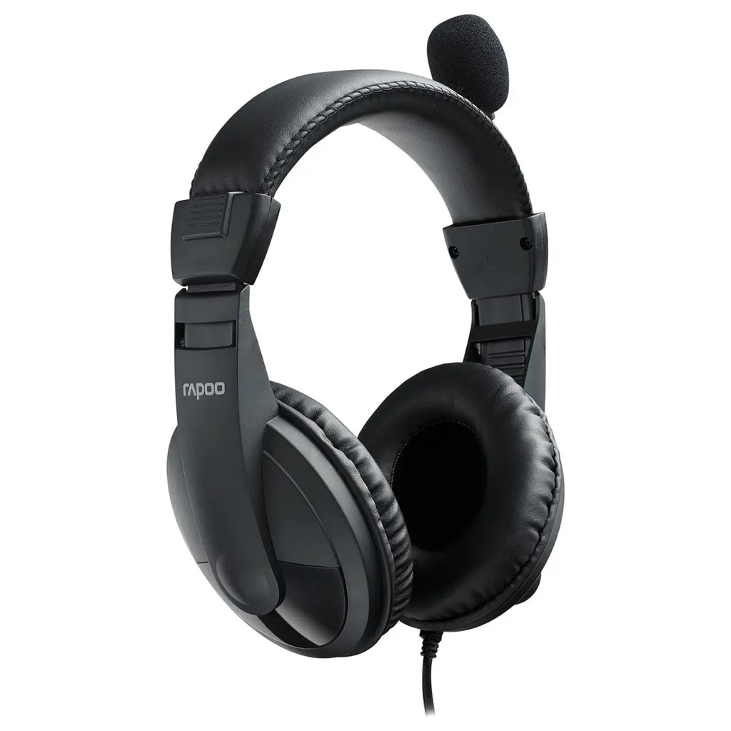 Rapoo H150S USB Stereo Headset, USB Audio Interface, 40mm Sound Unit, 360 Degree Adjustable Unidirectional Noise Reduction Microphone, Black