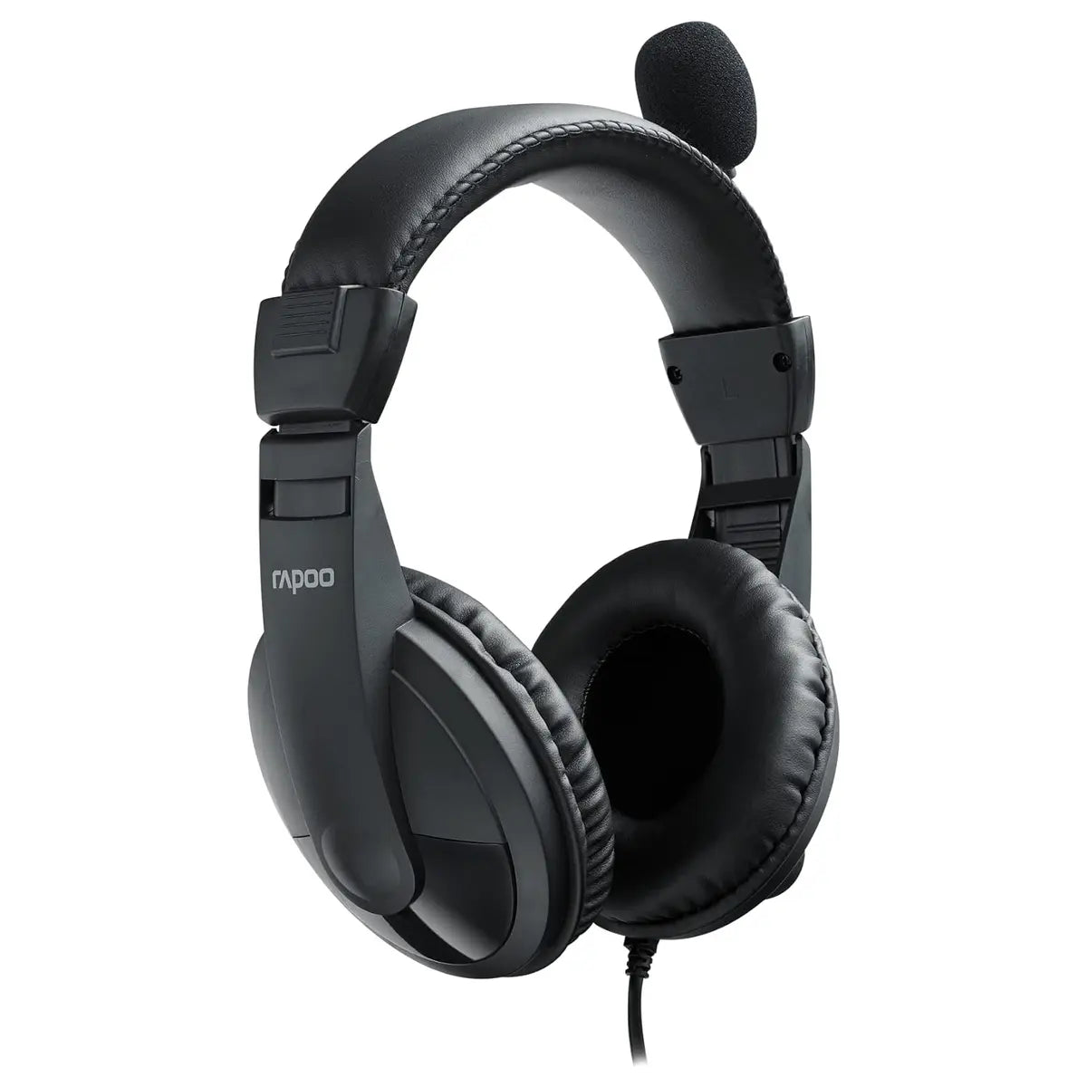 Rapoo H150S USB Stereo Headset, USB Audio Interface, 40mm Sound Unit, 360 Degree Adjustable Unidirectional Noise Reduction Microphone, Black