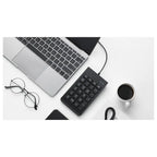 Rapoo K10 Numeric Keyboard, USB 3.0 Plug and Play, 23-Key Multimedia Keys, Non-Slip Silicone, Ergonomic Design, Laser Carved Keycap, Black