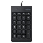 Rapoo K10 Numeric Keyboard, USB 3.0 Plug and Play, 23-Key Multimedia Keys, Non-Slip Silicone, Ergonomic Design, Laser Carved Keycap, Black