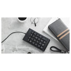 Rapoo K10 Numeric Keyboard, USB 3.0 Plug and Play, 23-Key Multimedia Keys, Non-Slip Silicone, Ergonomic Design, Laser Carved Keycap, Black