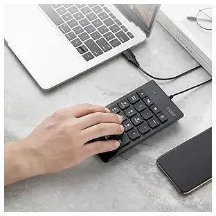 Rapoo K10 Numeric Keyboard, USB 3.0 Plug and Play, 23-Key Multimedia Keys, Non-Slip Silicone, Ergonomic Design, Laser Carved Keycap, Black