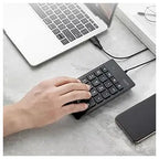 Rapoo K10 Numeric Keyboard, USB 3.0 Plug and Play, 23-Key Multimedia Keys, Non-Slip Silicone, Ergonomic Design, Laser Carved Keycap, Black