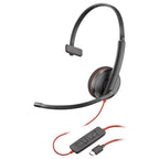 Poly Blackwire C3210 USB-C Monaural Headset, Corded UC, USB, USB-C And 3.5mm, Wideband Audio With Noise-Cancelling, Inline Controls, Certified For Skype For Business, Optimized For Microsoft Lync