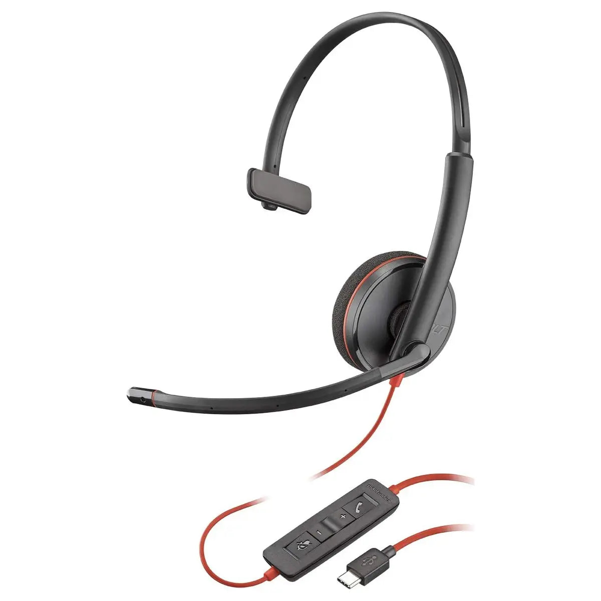 Poly Blackwire C3210 USB-C Monaural Headset, Corded UC, USB, USB-C And 3.5mm, Wideband Audio With Noise-Cancelling, Inline Controls, Certified For Skype For Business, Optimized For Microsoft Lync