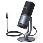 UGREEN Microphone for PC, USB Condenser Microphone, 24bit/96kHz, Cardioid Polar Pattern, RGB Lights, Mute Button, Volume Control, Headphone Jack, Model 35629