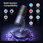 UGREEN Microphone for PC, USB Condenser Microphone, 24bit/96kHz, Cardioid Polar Pattern, RGB Lights, Mute Button, Volume Control, Headphone Jack, Model 35629