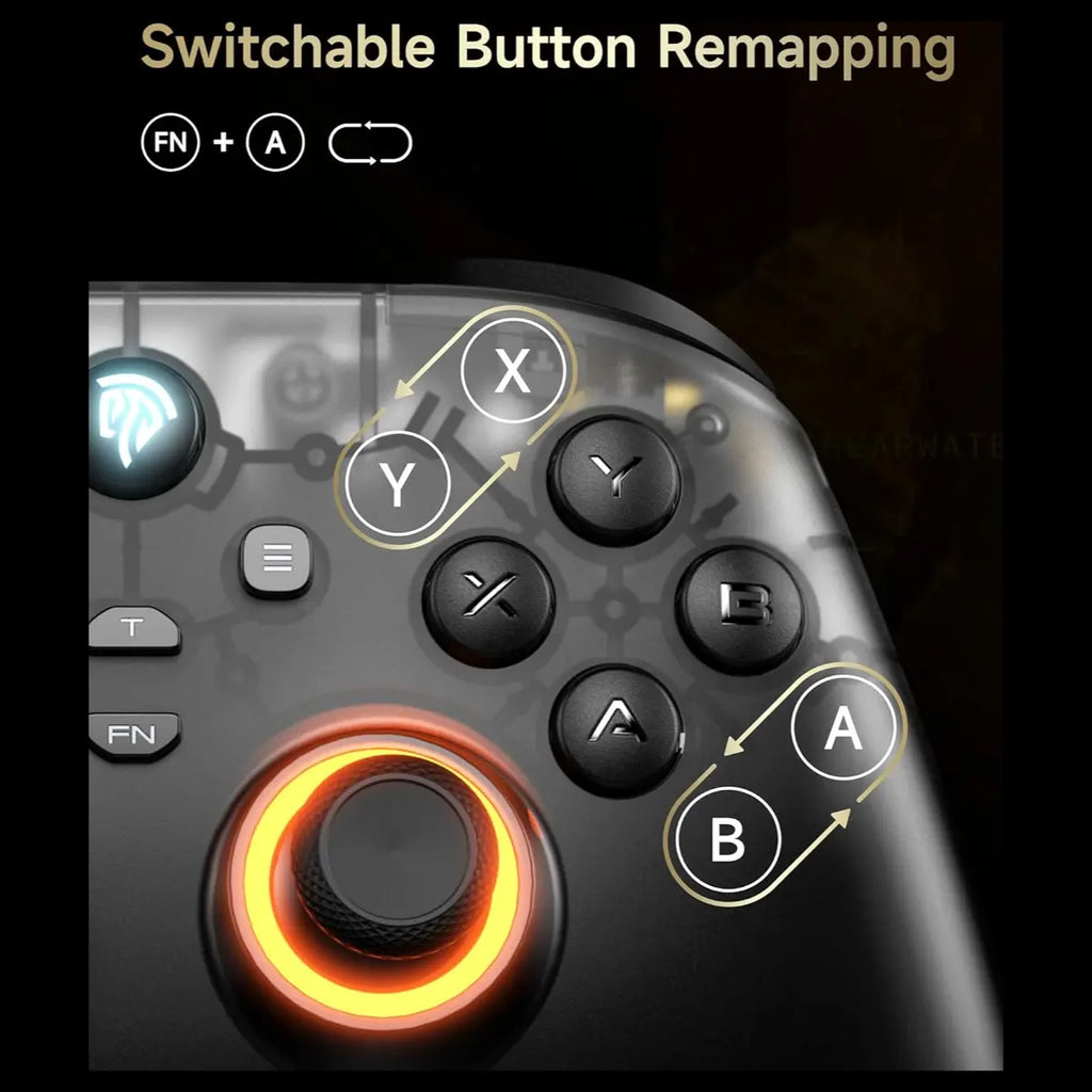 EasySMX D05 Multiplatform Gaming Controller with Charging Dock, Hall Effect Joysticks and Triggers, Wireless Bluetooth 5.3 or 2.4G Dongle, 1000Hz Polling Rate, RGB Lighting, Black