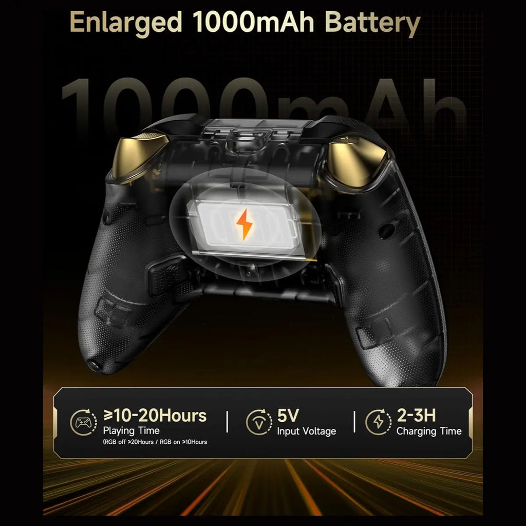 EasySMX D05 Multiplatform Gaming Controller with Charging Dock, Hall Effect Joysticks and Triggers, Wireless Bluetooth 5.3 or 2.4G Dongle, 1000Hz Polling Rate, RGB Lighting, Black