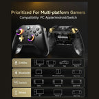 EasySMX D05 Multiplatform Gaming Controller with Charging Dock, Hall Effect Joysticks and Triggers, Wireless Bluetooth 5.3 or 2.4G Dongle, 1000Hz Polling Rate, RGB Lighting, Black