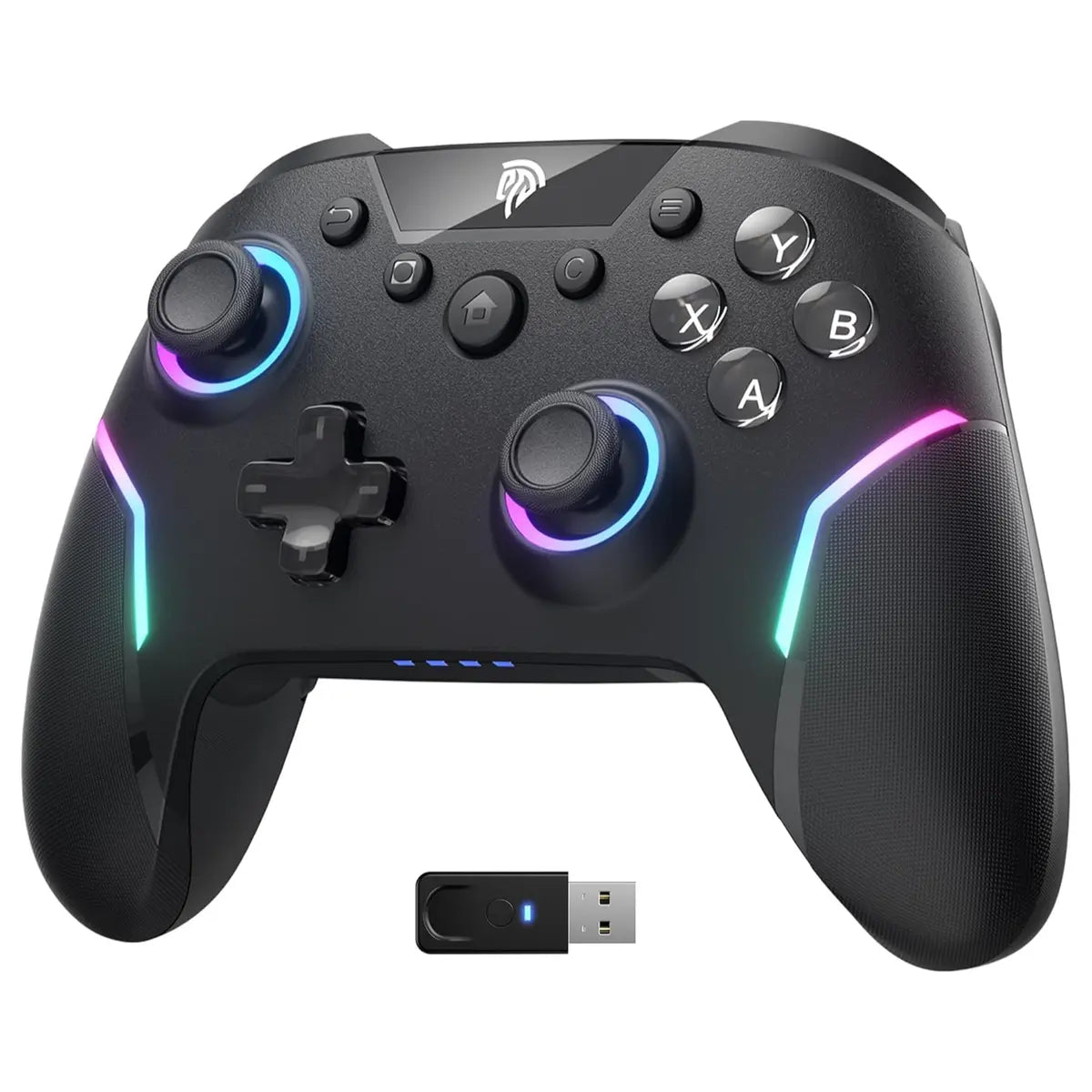 EasySMX X20 Wireless Gaming Controller, RGB Backlit, 2-Stage Hall Effect Sticks, 1000Hz Polling Rate, 6-Axis Gyro, Mecha-Tactile Buttons, Black RGB