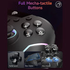 EasySMX X20 Wireless Gaming Controller, RGB Backlit, 2-Stage Hall Effect Sticks, 1000Hz Polling Rate, 6-Axis Gyro, Mecha-Tactile Buttons, Black RGB