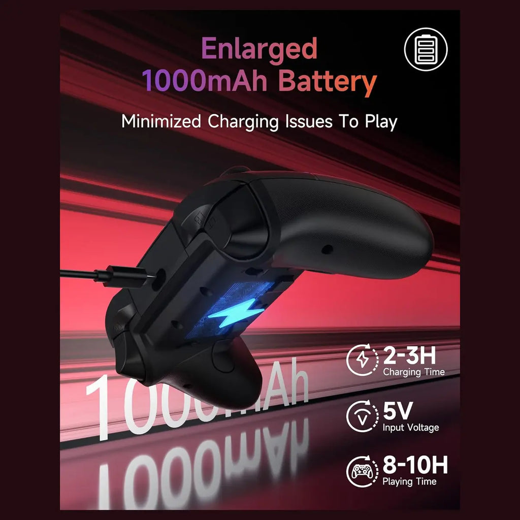 EasySMX X20 Wireless Gaming Controller, RGB Backlit, 2-Stage Hall Effect Sticks, 1000Hz Polling Rate, 6-Axis Gyro, Mecha-Tactile Buttons, Black RGB