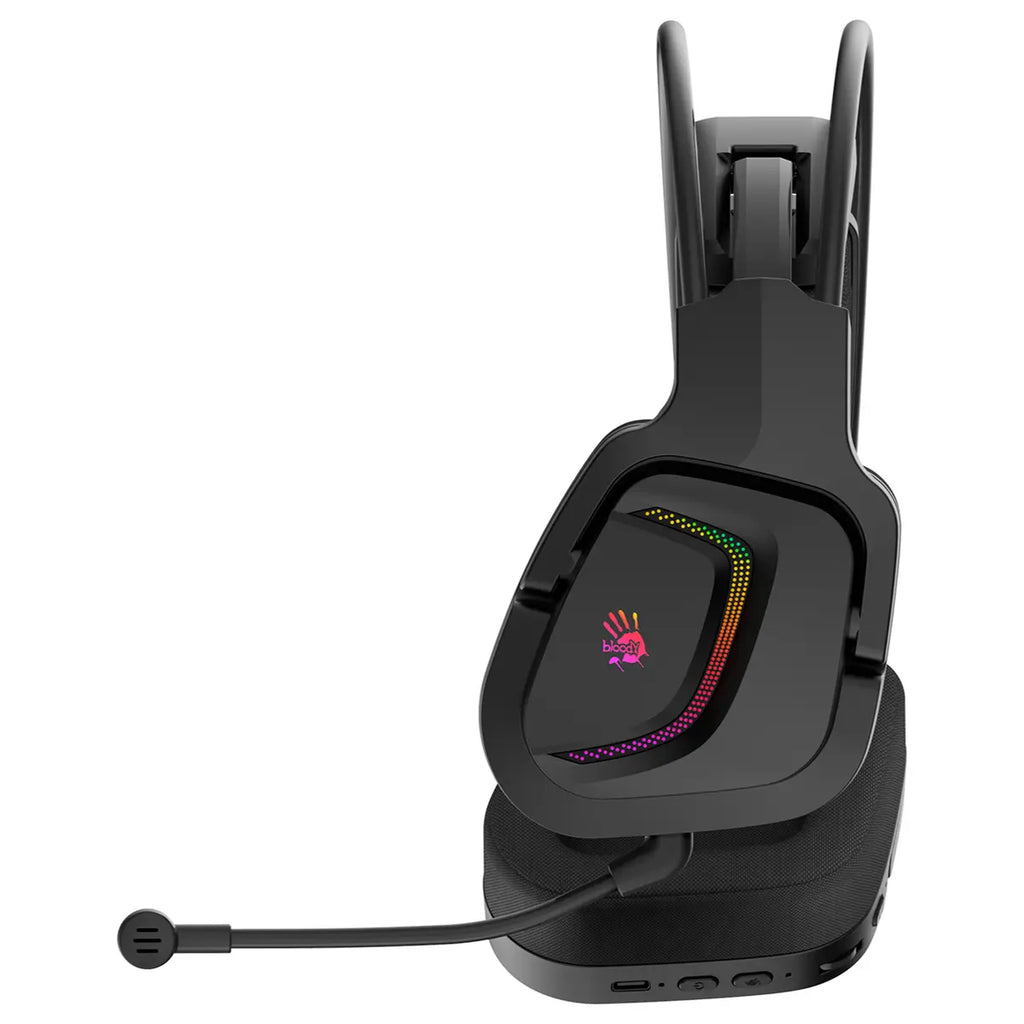 Bloody MR575 RGB Gaming Wireless Headset, 2.4GHz Wireless and Bluetooth V5.2 and 3.5mm Wired Audio, 7.1 Virtual Surround Sound, 50mm M.O.C.I. Hybrid Diaphragm