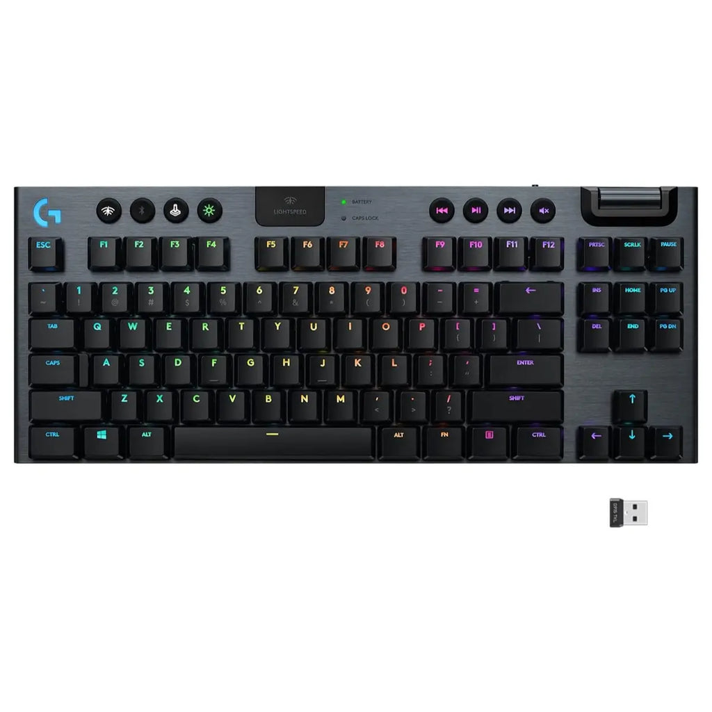 Logitech G915 TKL Tenkeyless Mechanical Gaming Keyboard, LIGHTSPEED Wireless and Bluetooth, LIGHTSYNC RGB 16.8M Colors, GL Tactile Low Profile Switch, Black 920-009495