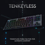 Logitech G915 TKL Tenkeyless Mechanical Gaming Keyboard, LIGHTSPEED Wireless and Bluetooth, LIGHTSYNC RGB 16.8M Colors, GL Tactile Low Profile Switch, Black 920-009495