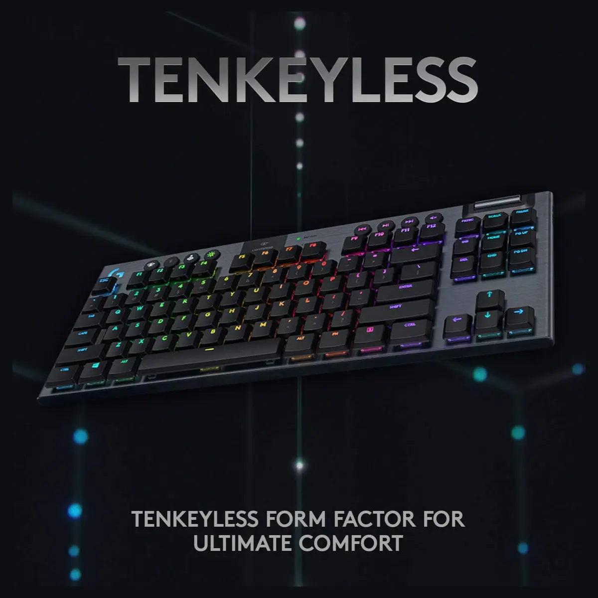 Logitech G915 TKL Tenkeyless Mechanical Gaming Keyboard, LIGHTSPEED Wireless and Bluetooth, LIGHTSYNC RGB 16.8M Colors, GL Tactile Low Profile Switch, Black 920-009495