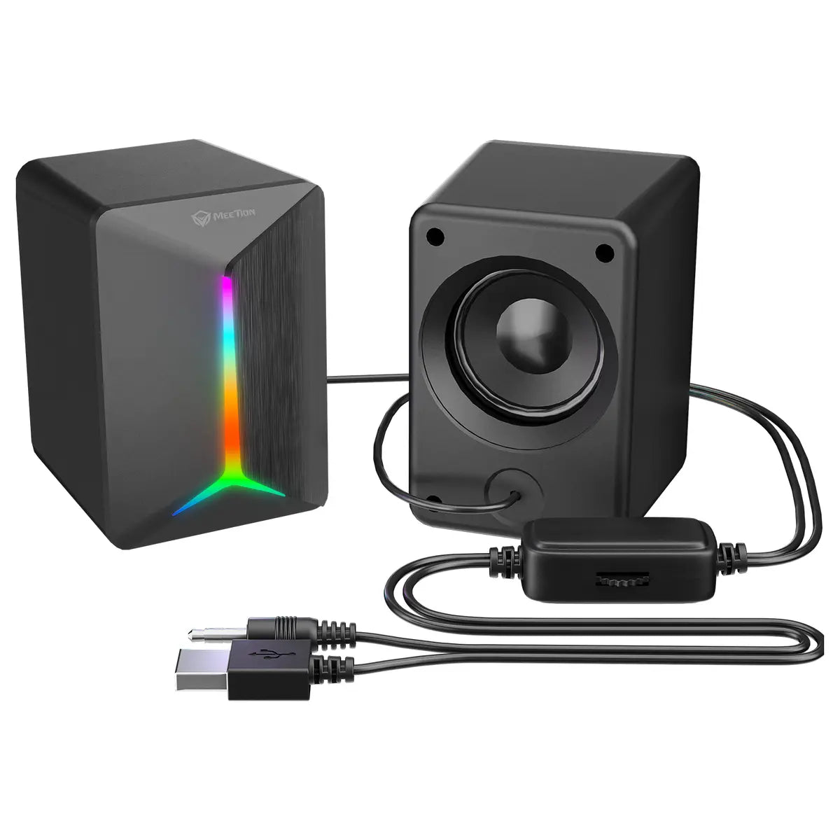 Meetion SP2011 Gaming Stereo Desktop Speakers, High-Fidelity Stereo Sound, Vivid LED Lighting