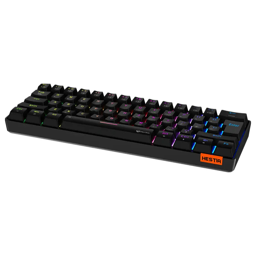 Meetion HESTIA MK005BT Dual Mode Bluetooth 60% Gaming Keyboard, OUTEMU Blue Switches, Full Keys Anti-Ghosting, RGB Chromatic Backlight, Type-C to USB Cable, Black