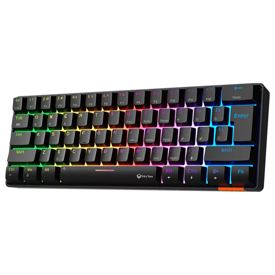 Meetion HESTIA MK005BT Dual Mode Bluetooth 60% Gaming Keyboard, OUTEMU Blue Switches, Full Keys Anti-Ghosting, RGB Chromatic Backlight, Type-C to USB Cable, Black