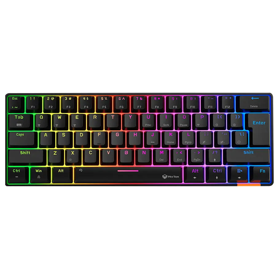 Meetion HESTIA MK005BT Dual Mode Bluetooth 60% Gaming Keyboard, OUTEMU Blue Switches, Full Keys Anti-Ghosting, RGB Chromatic Backlight, Type-C to USB Cable, Black