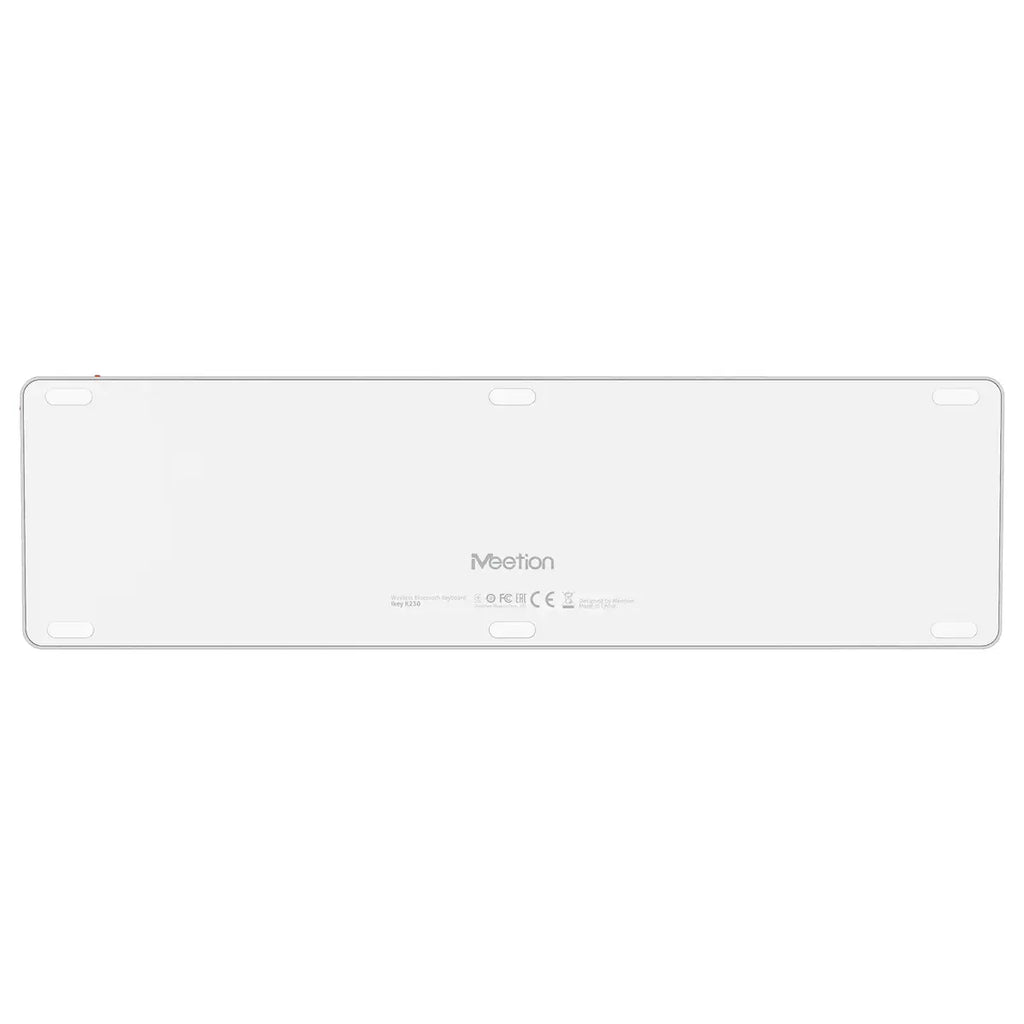 Meetion IKey K230 Ultra-Slim Dual Mode Wireless Keyboard, 109-Key Full-Sized Layout, 2.4G Wireless Plus 3-Channel Bluetooth 4-Device Switching, Scissor Key Switch, Silver and White