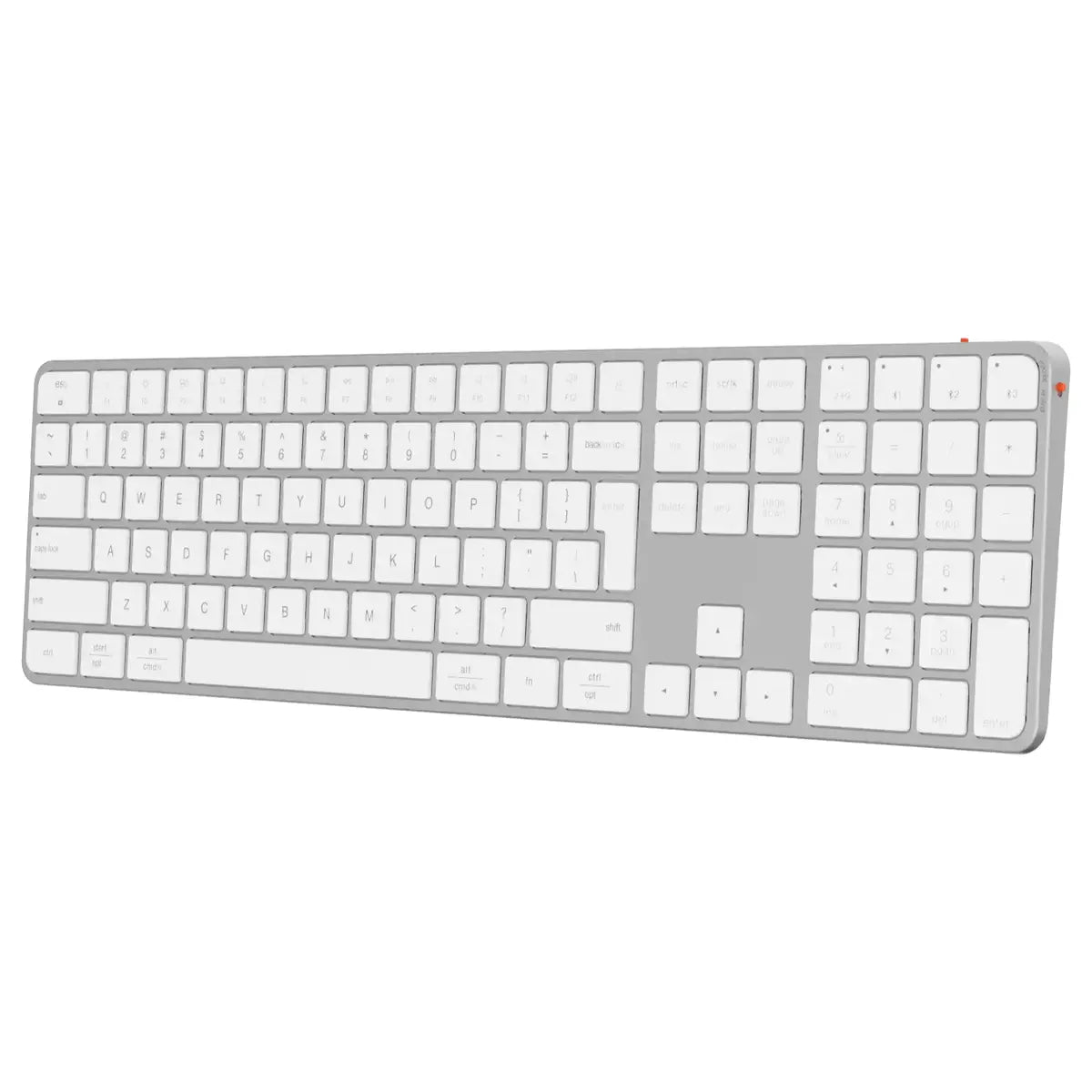 Meetion IKey K230 Ultra-Slim Dual Mode Wireless Keyboard, 109-Key Full-Sized Layout, 2.4G Wireless Plus 3-Channel Bluetooth 4-Device Switching, Scissor Key Switch, Silver and White