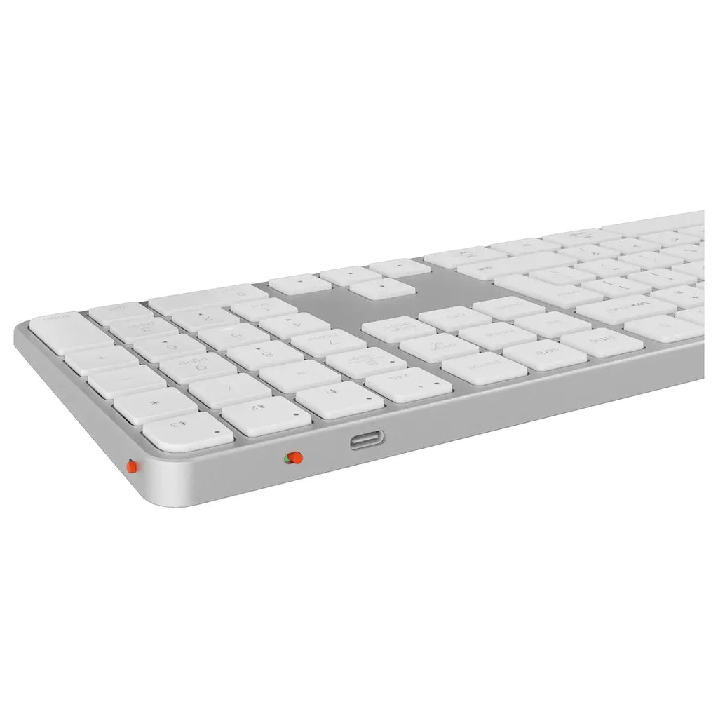 Meetion IKey K230 Ultra-Slim Dual Mode Wireless Keyboard, 109-Key Full-Sized Layout, 2.4G Wireless Plus 3-Channel Bluetooth 4-Device Switching, Scissor Key Switch, Silver and White
