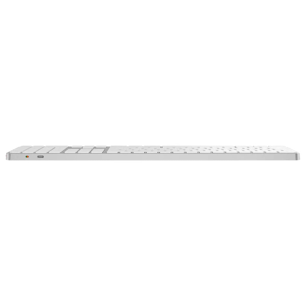 Meetion IKey K230 Ultra-Slim Dual Mode Wireless Keyboard, 109-Key Full-Sized Layout, 2.4G Wireless Plus 3-Channel Bluetooth 4-Device Switching, Scissor Key Switch, Silver and White
