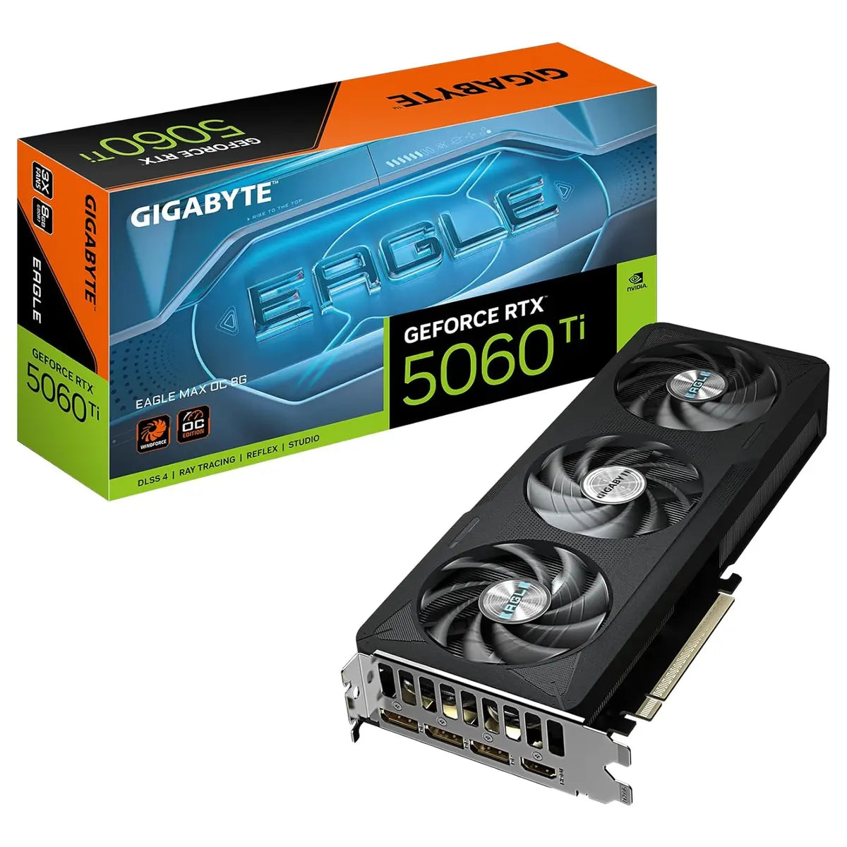 GIGABYTE GeForce RTX 5060 Ti Eagle MAX OC 8G Graphics Card, 8GB 128-Bit GDDR7, PCIe 5.0, 2617MHz, WINDFORCE Cooling System, GV-N506TEAGLEMAX OC-8GD