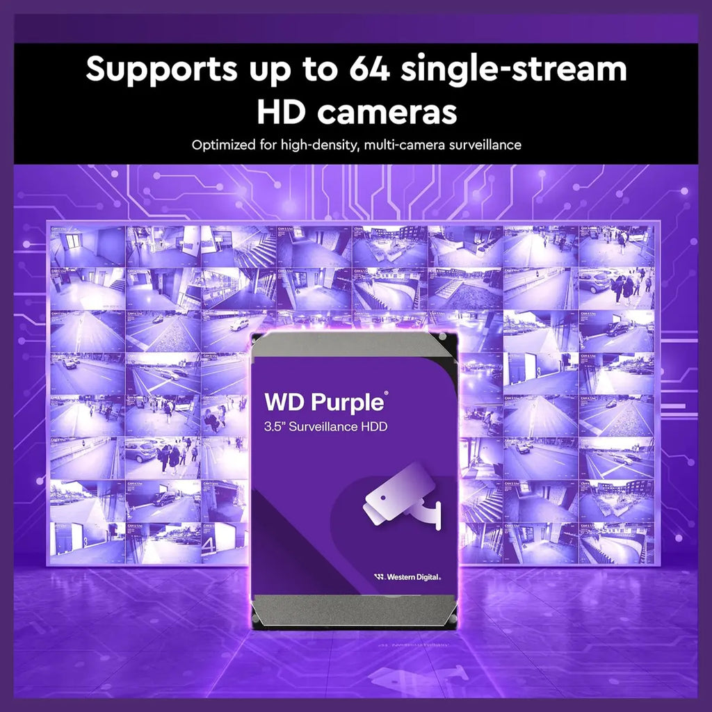 WD Purple Surveillance Hard Drive, 4TB 3.5-Inch SATA, 128MB Cache, Up To 175MB/s, CMR, WD44PURZ