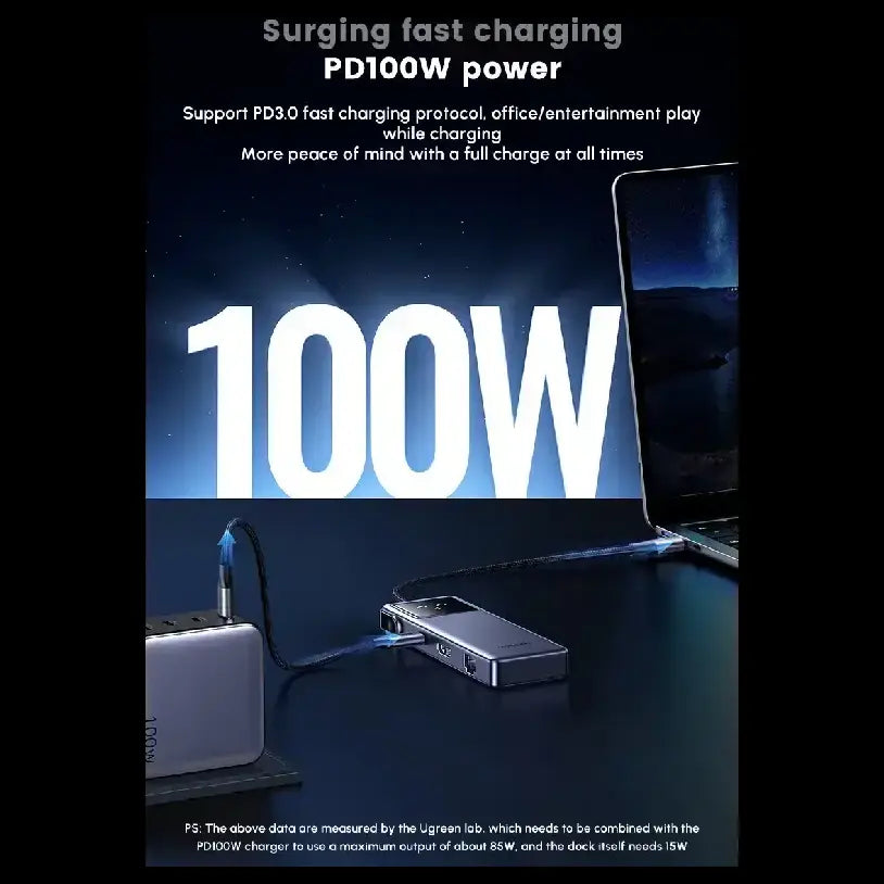 UGREEN QPai Pro 7-in-1 USB-C Hub, 4K@60Hz HDMI, 2x USB-A 3.0 5Gbps, USB-A 2.0, USB-C 3.0, Gigabit Ethernet, 100W USB-C PD3.0, 45155