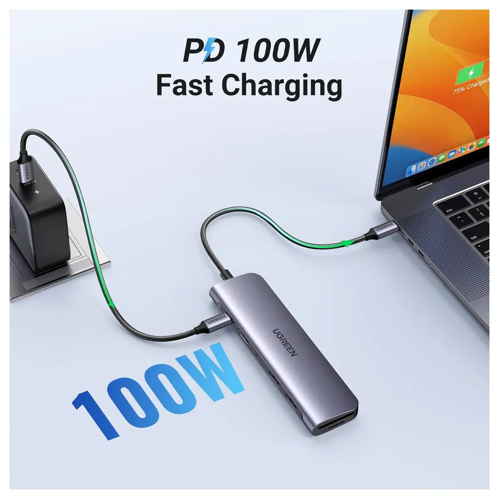 UGREEN Revodok 1071 USB-C Hub 7-in-1 Dock, 4K@30Hz HDMI, 100W PD, USB-C 5Gbps and 2x USB-A 5Gbps, SD and MicroSD Card Reader, Model 15214