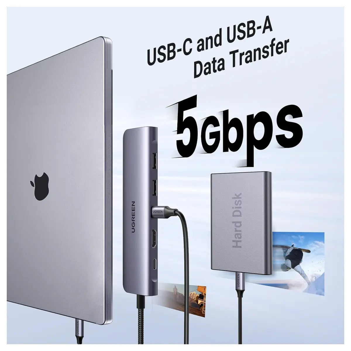 UGREEN Revodok 1071 USB-C Hub 7-in-1 Dock, 4K@30Hz HDMI, 100W PD, USB-C 5Gbps and 2x USB-A 5Gbps, SD and MicroSD Card Reader, Model 15214