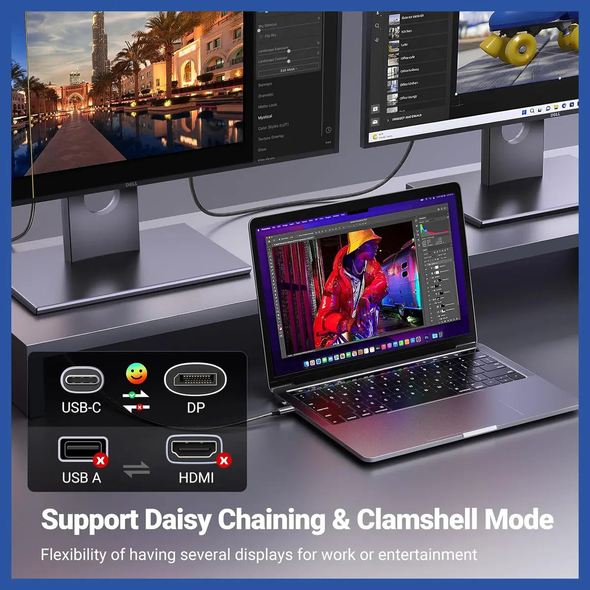 UGREEN USB-C To DisplayPort 1.4 Cable 25839, 8K@60Hz 4K@240Hz 32.4Gbps Dynamic HDR DSC MST VRR ALLM eARC, 3m Silver
