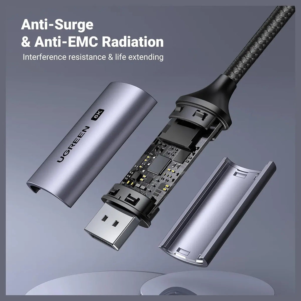 UGREEN USB-C To DisplayPort 1.4 Cable 25839, 8K@60Hz 4K@240Hz 32.4Gbps Dynamic HDR DSC MST VRR ALLM eARC, 3m Silver