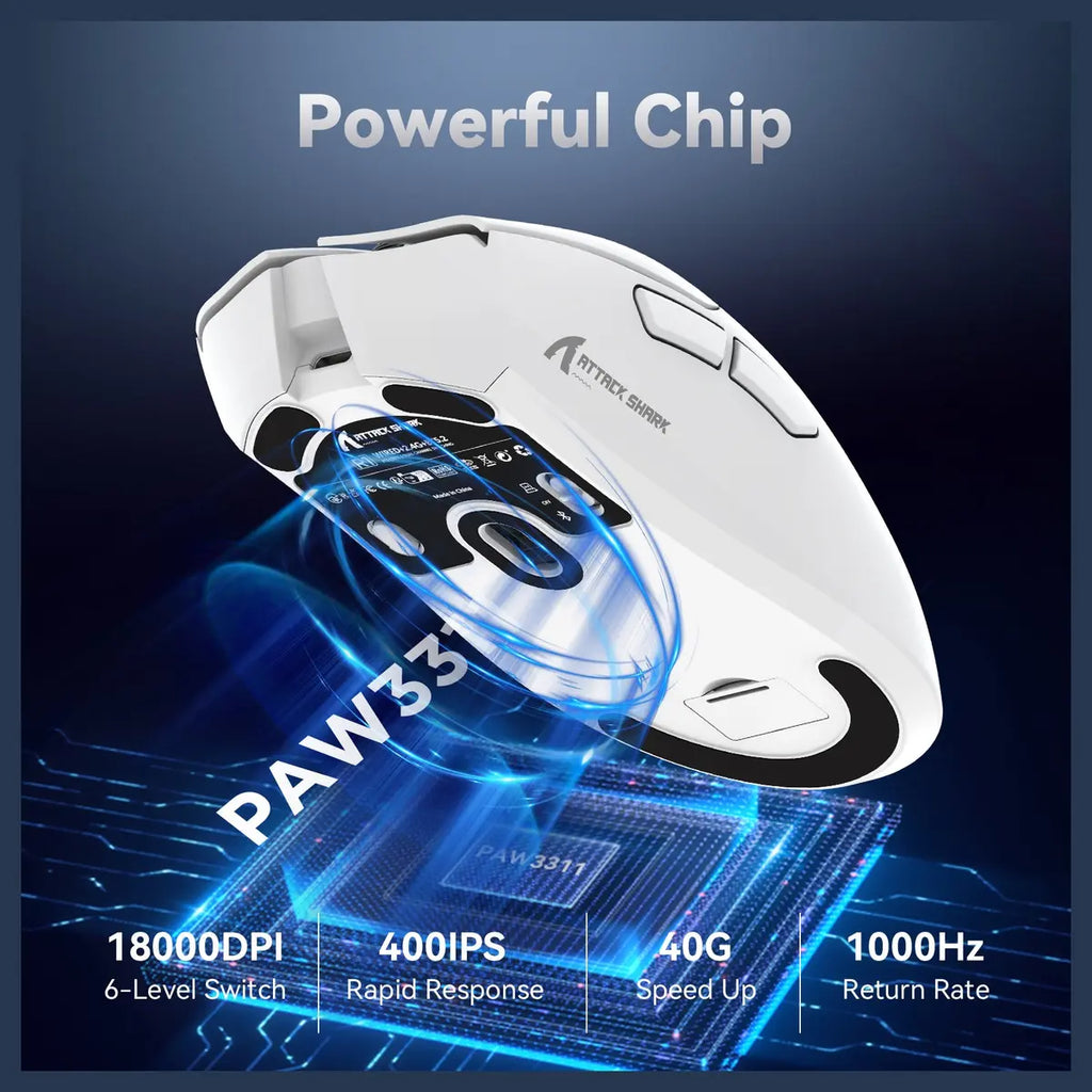 ATTACK SHARK R1 Wireless Gaming Mouse, PixArt PAW3311 18000 DPI, 59g Superlight, Bluetooth and 2.4G Wireless and Wired USB-C, 65 Hours Battery, Red