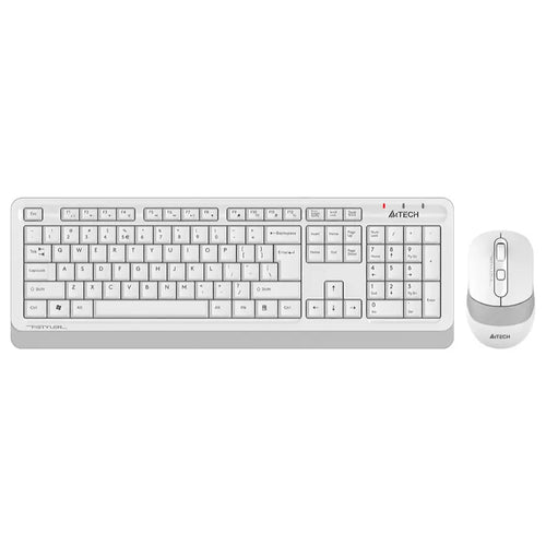 A4Tech Fstyler FG1010S Wireless Desktop Set, 2.4GHz Nano Receiver, 1200/1600/2000 DPI, Silent Clicks, White