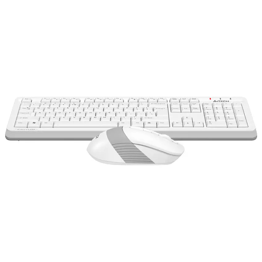 A4Tech Fstyler FG1010S Wireless Desktop Set, 2.4GHz Nano Receiver, 1200/1600/2000 DPI, Silent Clicks, White