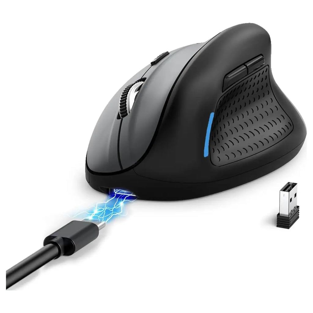 E-Yooso X45 Ergonomic Mouse, Wireless Vertical Mouse, Tri-Mode 2.4G and Bluetooth and Wired, 6 Buttons, 5 Adjustable DPI Levels Up to 4800 DPI, Black