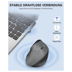 E-Yooso X45 Ergonomic Mouse, Wireless Vertical Mouse, Tri-Mode 2.4G and Bluetooth and Wired, 6 Buttons, 5 Adjustable DPI Levels Up to 4800 DPI, Black