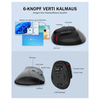 E-Yooso X45 Ergonomic Mouse, Wireless Vertical Mouse, Tri-Mode 2.4G and Bluetooth and Wired, 6 Buttons, 5 Adjustable DPI Levels Up to 4800 DPI, Black