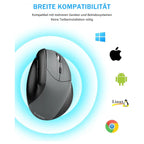 E-Yooso X45 Ergonomic Mouse, Wireless Vertical Mouse, Tri-Mode 2.4G and Bluetooth and Wired, 6 Buttons, 5 Adjustable DPI Levels Up to 4800 DPI, Black