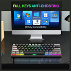 E-YOOSO Z-11 60% Wired Mechanical Gaming Keyboard, 61 Keys RGB Backlit Hot Swappable, Blue Switches, USB Type-C, for Windows and Mac OS, Black Grey