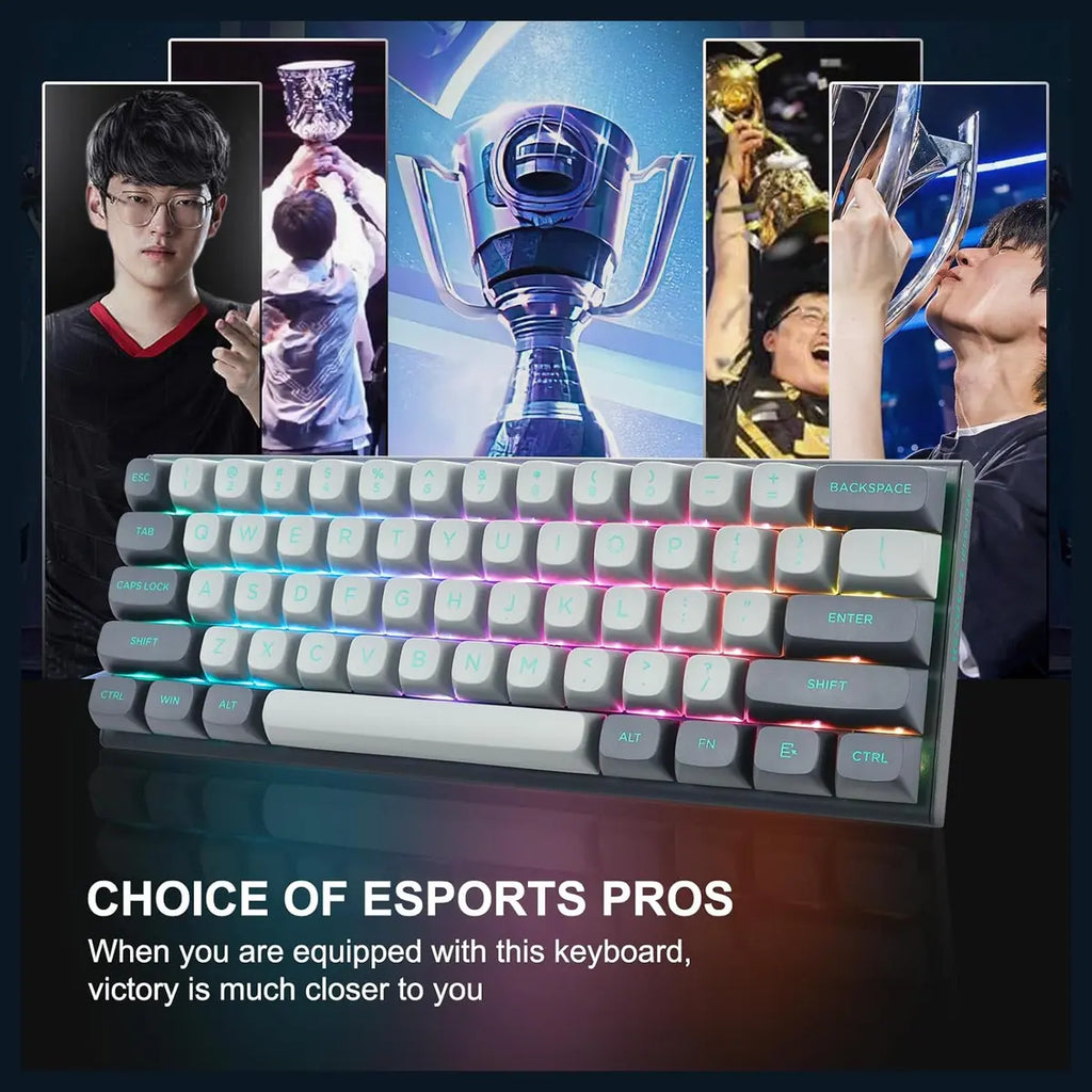 E-YOOSO HZ-61 Rapid Trigger Gaming Keyboard, 61 Keys Magnetic Switches With 0.1-4mm Adjustable Actuation, Dual-Point Actuation, Doubleshot PBT XDA Keycaps, RGB Backlit, Grey