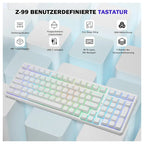 E-Yooso Z-99 Mechanical Keyboard, 99-Key QWERTY Full Layout, Hot Swappable 3-Pin and 5-Pin, Pre-Lubricated Linear Switches, Gasket Mount Soundproofing Foam, RGB 15 Effects